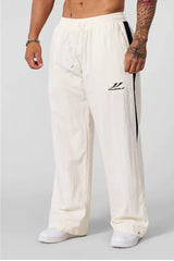 YOUNGLA Men's Retro Athletic Side Stripe Wide Leg Track Pants