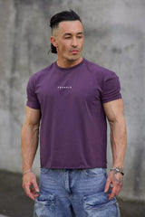 YoungLA Heavyweight Acid Wash Oversized Tee – Plum Purple Minimal Chest Logo