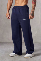 YOUNGLA Men's Minimalist Embroidered Logo Wide Leg Sweatpants