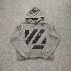 YOUNGLA- Washed Khaki Graphic Pullover Hoodie