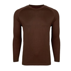 YOUNGLA- Solid Brown Raglan Long-Sleeve Gym Shirt