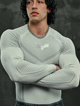 YOUNGLA Batman Superhero Compression Long-Sleeve Gym Shirt LightGray