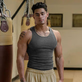 YoungLA Heather Grey Ribbed Racerback Tank