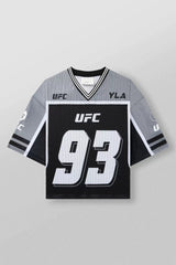 YoungLA x UFC Oversized V-Neck Mesh Jersey – Grey / Black "93" Graphic