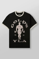 YoungLA Vintage Gold's Gym Graphic Tee – Black / Cream Contrast Ringer
