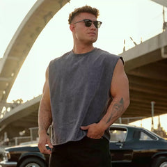 YoungLA Charcoal Acid-Wash Gothic Muscle Tee