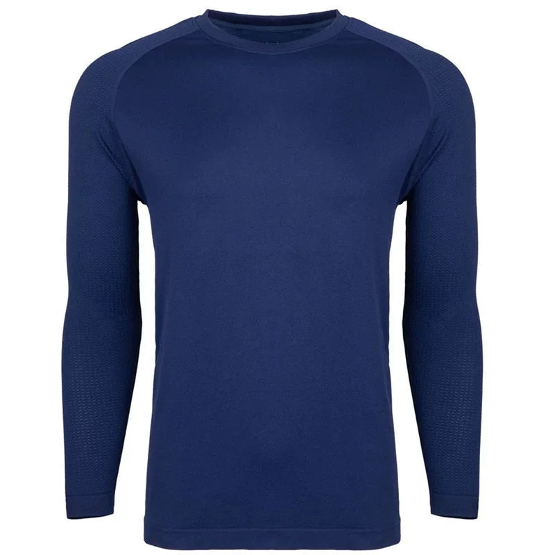 YOUNGLA- Navy Blue Raglan Long-Sleeve Gym Shirt