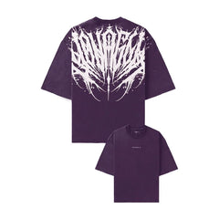 YoungLA Washed Purple Tribal Tattoo Back Logo Oversized Shirt | Heavy Cotton Gym Pump Cover