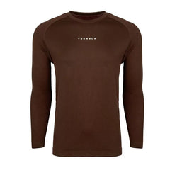 YOUNGLA- Brown Raglan Long-Sleeve Gym Shirt