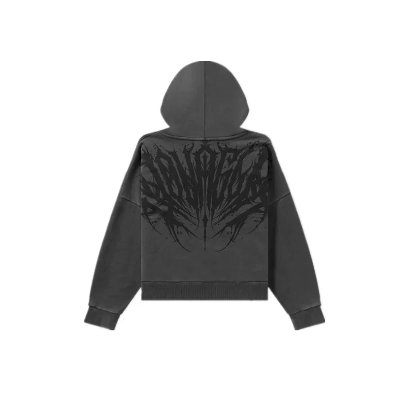 YOUNGLA- Dark Gothic Back Graphic Pullover Hoodie