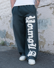 YOUNGLA Men's Gothic Letter Patchwork Straight Leg Sweatpants