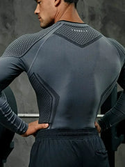 YOUNGLA Batman Superhero Compression Long-Sleeve Gym Shirt  LightGray