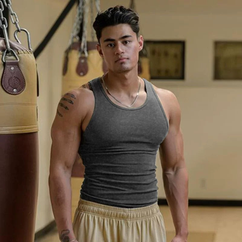YoungLA Heather Grey Ribbed Racerback Tank