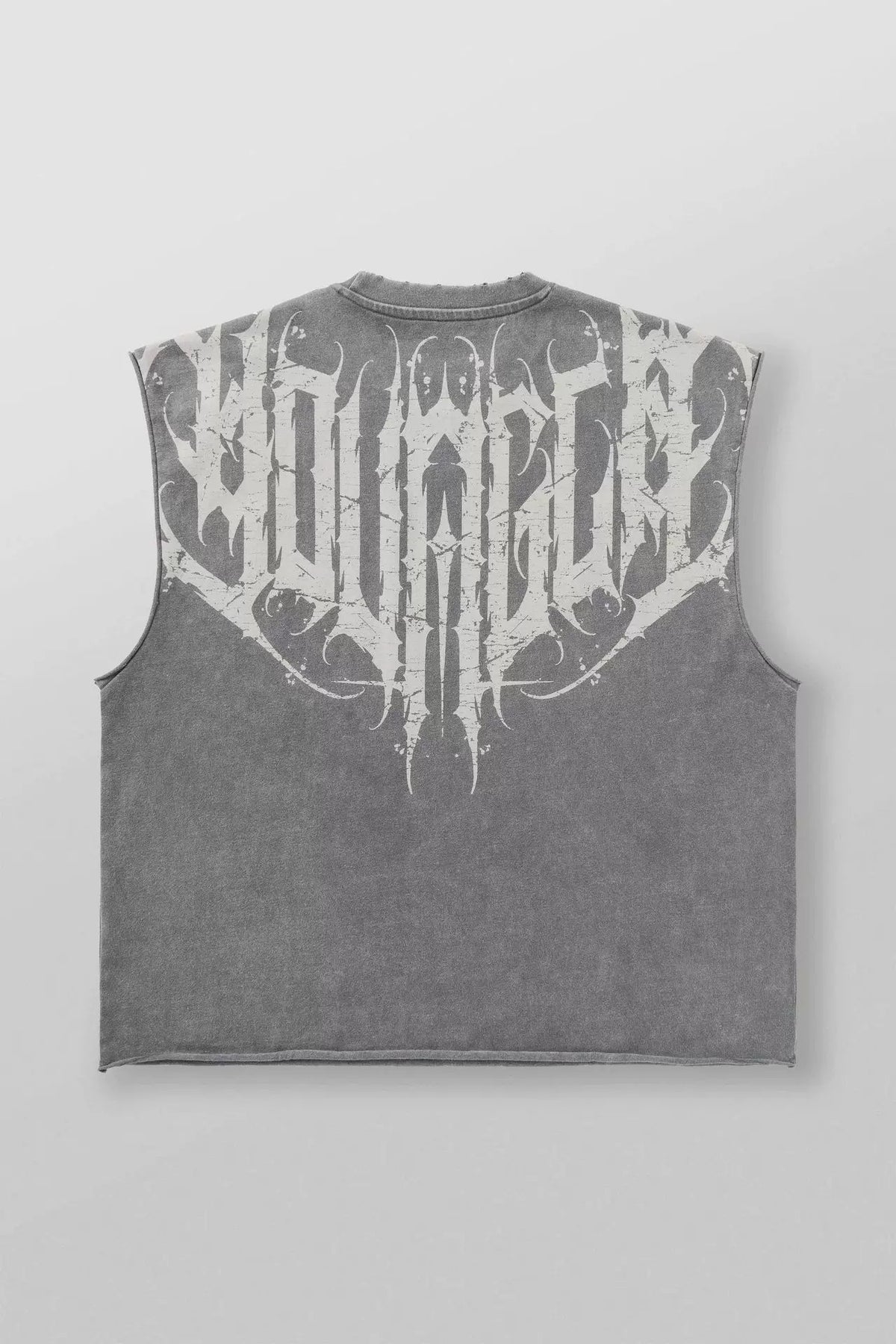YoungLA Grey Mineral-Wash Gothic Muscle Tee