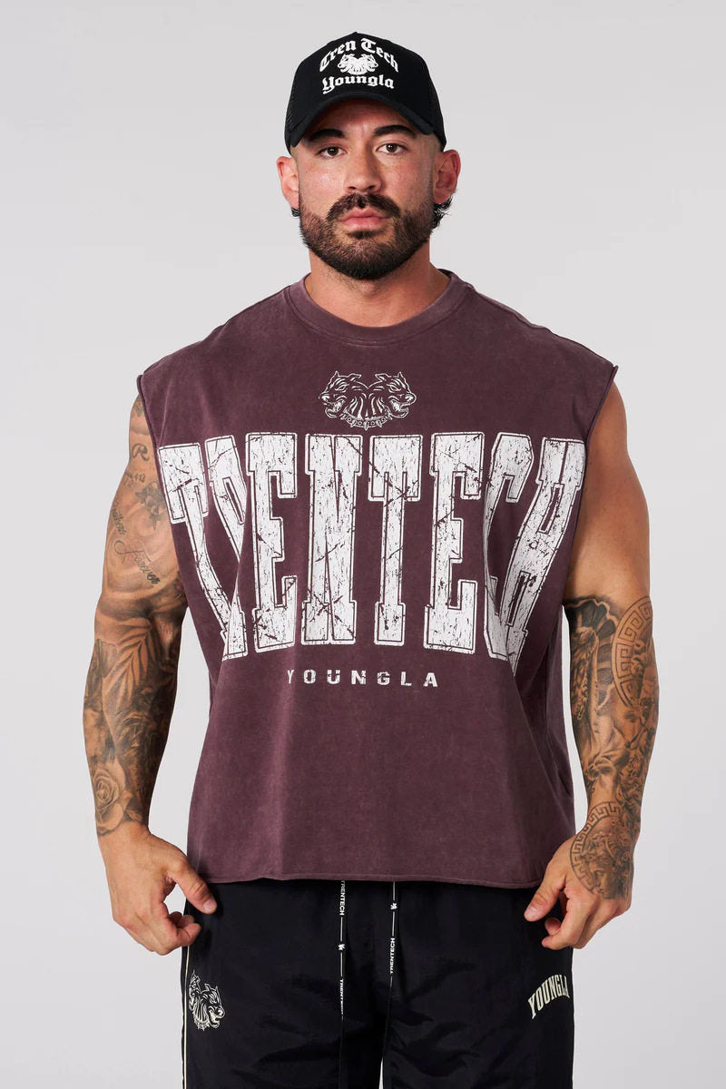 YoungLA Brown Trentech Acid-Wash Muscle Tee