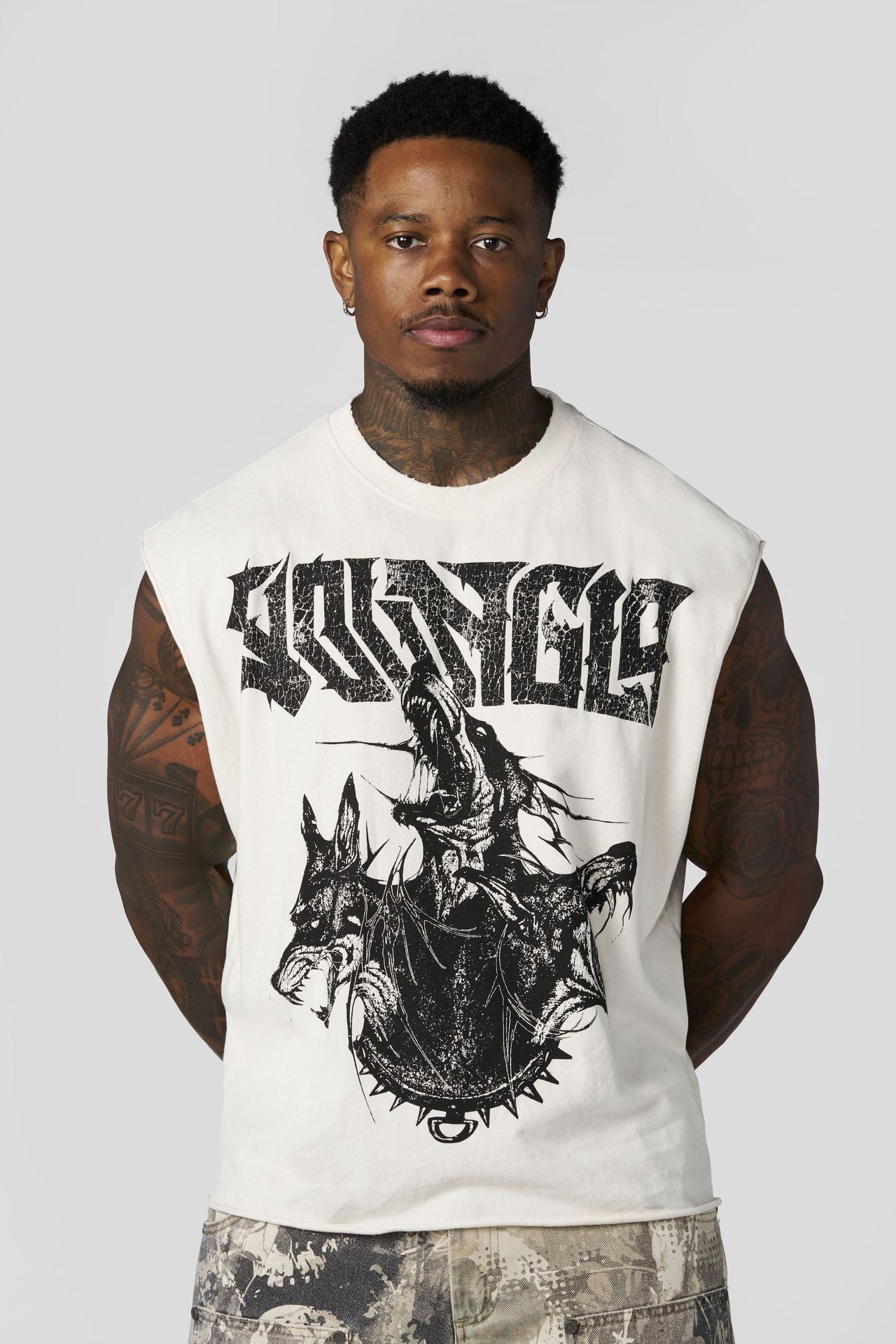 YoungLA Off-White Demon Graphic Sleeveless Tee