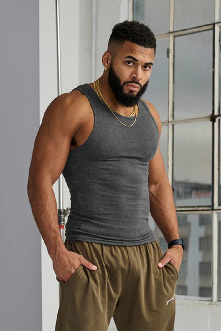 YoungLA Heather Grey Ribbed Racerback Tank