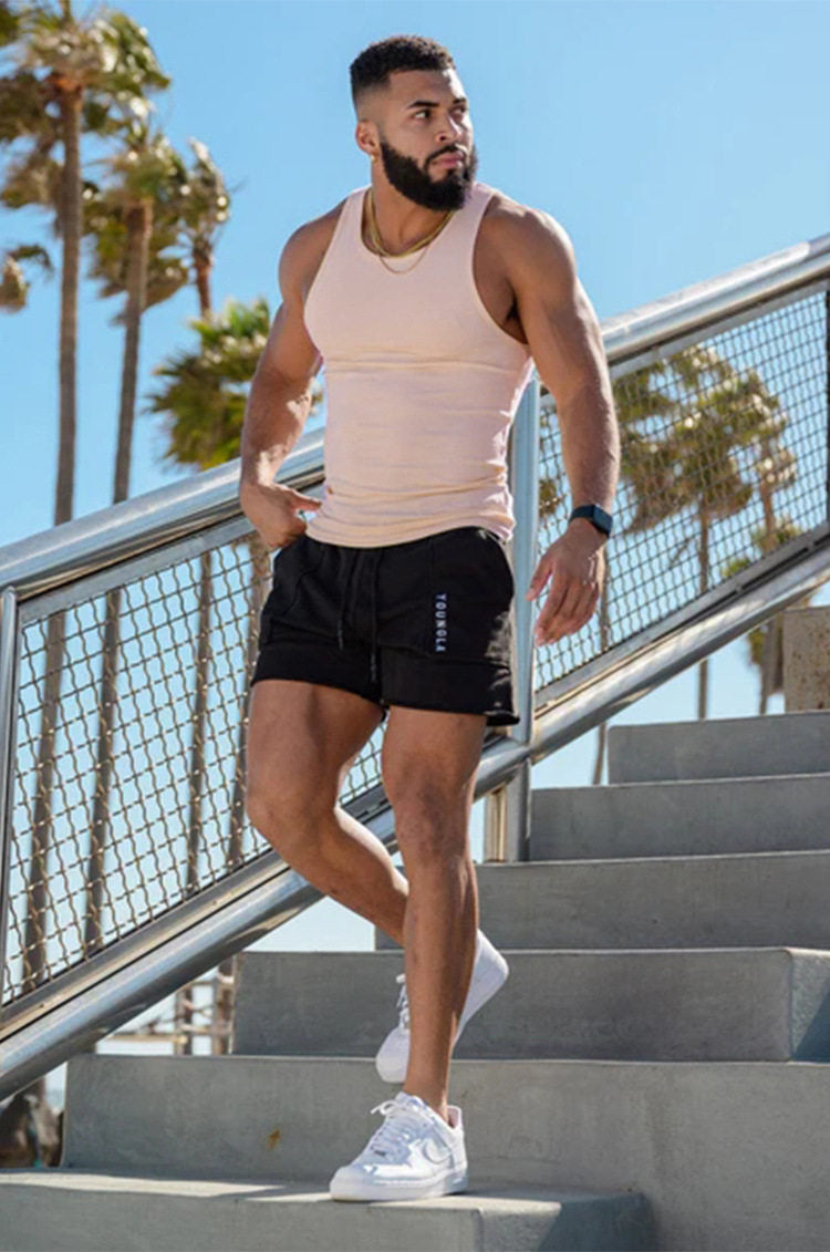 YoungLA Nude Beige Ribbed Racerback Tank