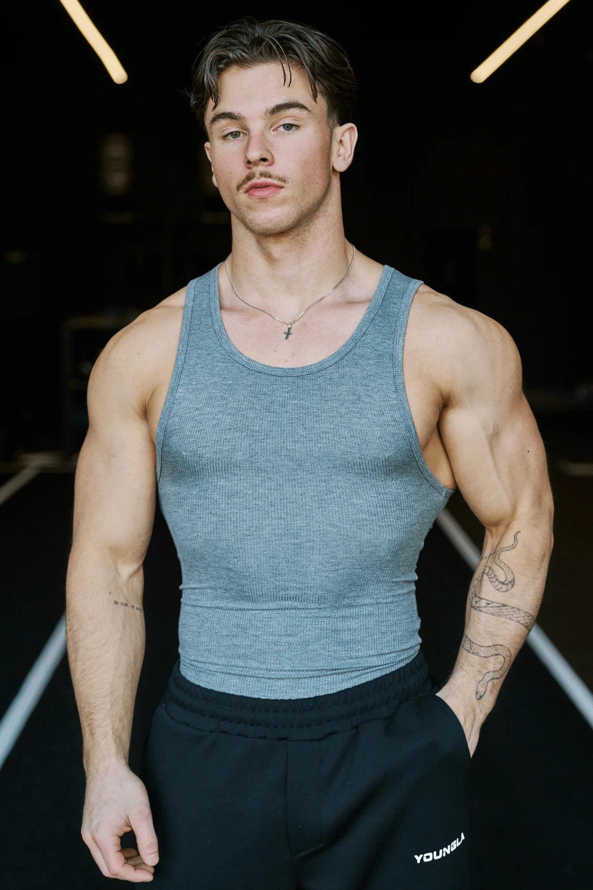 YoungLA Slate Blue Ribbed Tank