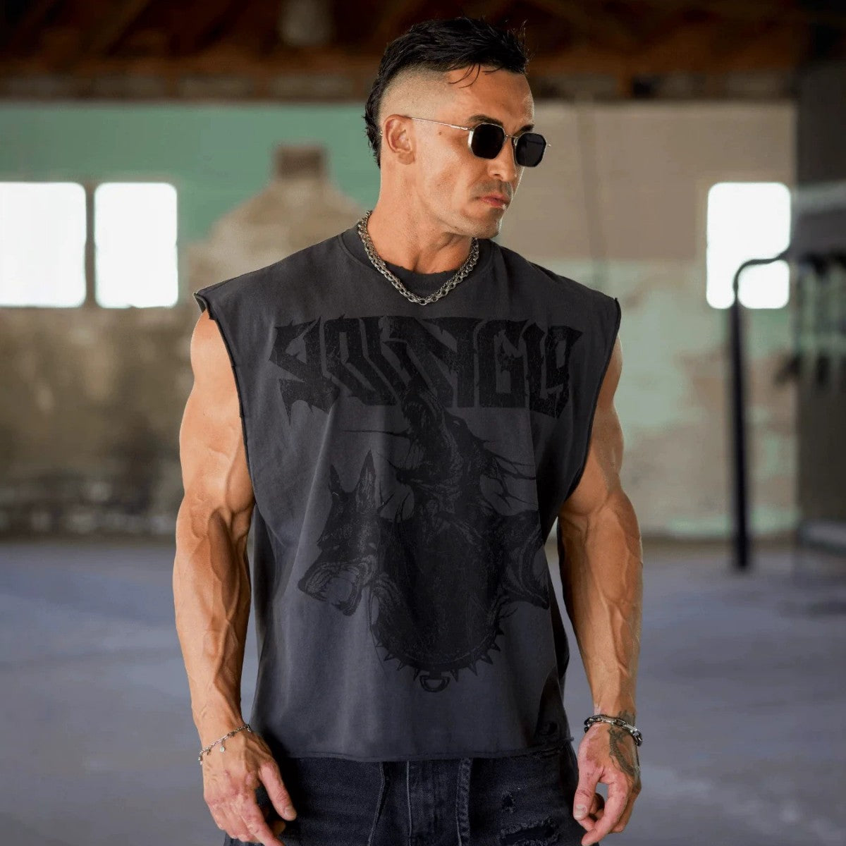YoungLA Charcoal Dark Knight Muscle Tee