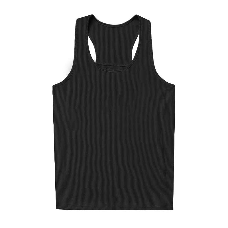 YoungLA Black Ribbed Racerback Tank